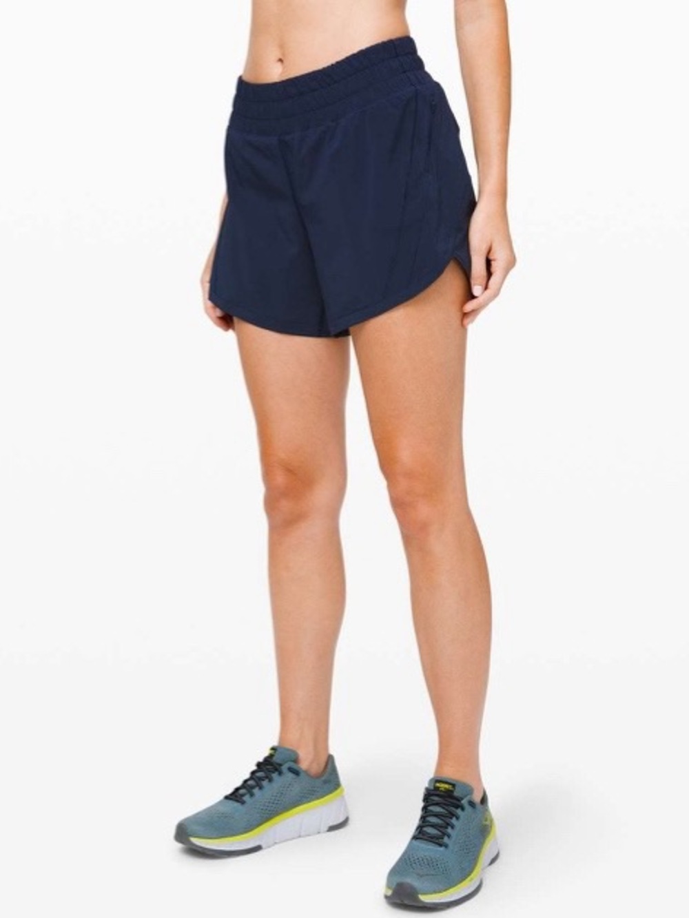 Lululemon Track That Shorts Size 2 Navy Blue 5" Running Gym Pocket Mid Rise